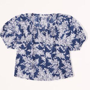 Abercrombie & Fitch Puff Sleeve Blouse Women's sz Small Button Down Blue White